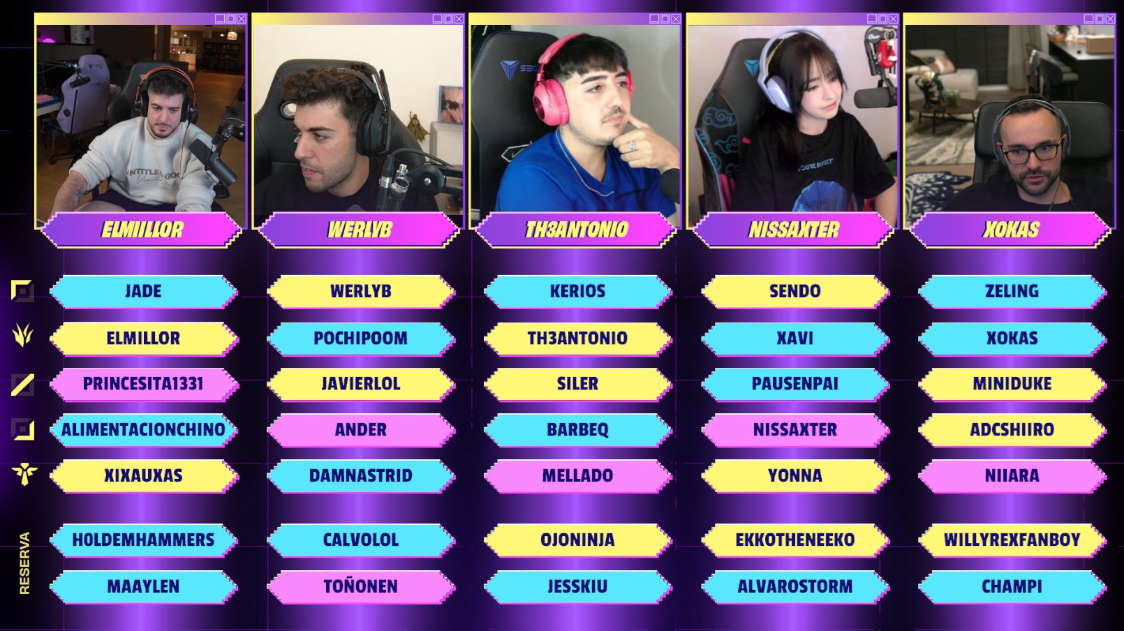 El roster completo de la serie