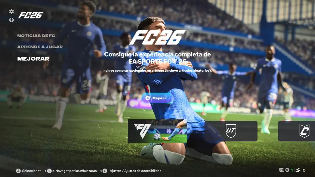 Captura de la versión de prueba de FC 26 en Xbox