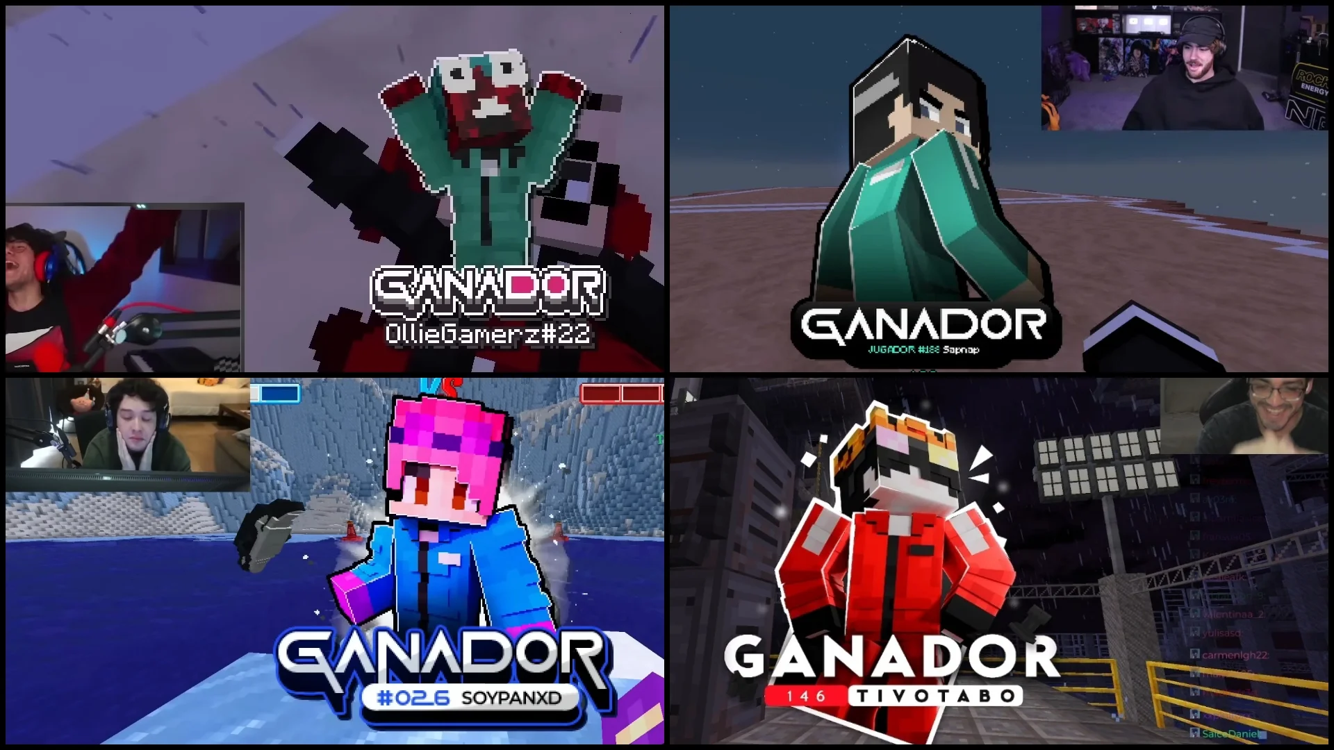 Todos los ganadores de Squid Craft Games